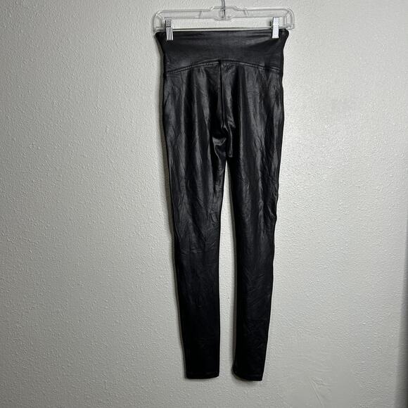 Spanx Faux Leather Leggings High Rise Shaping Stretch Black Medium - Picture 5 of 8
